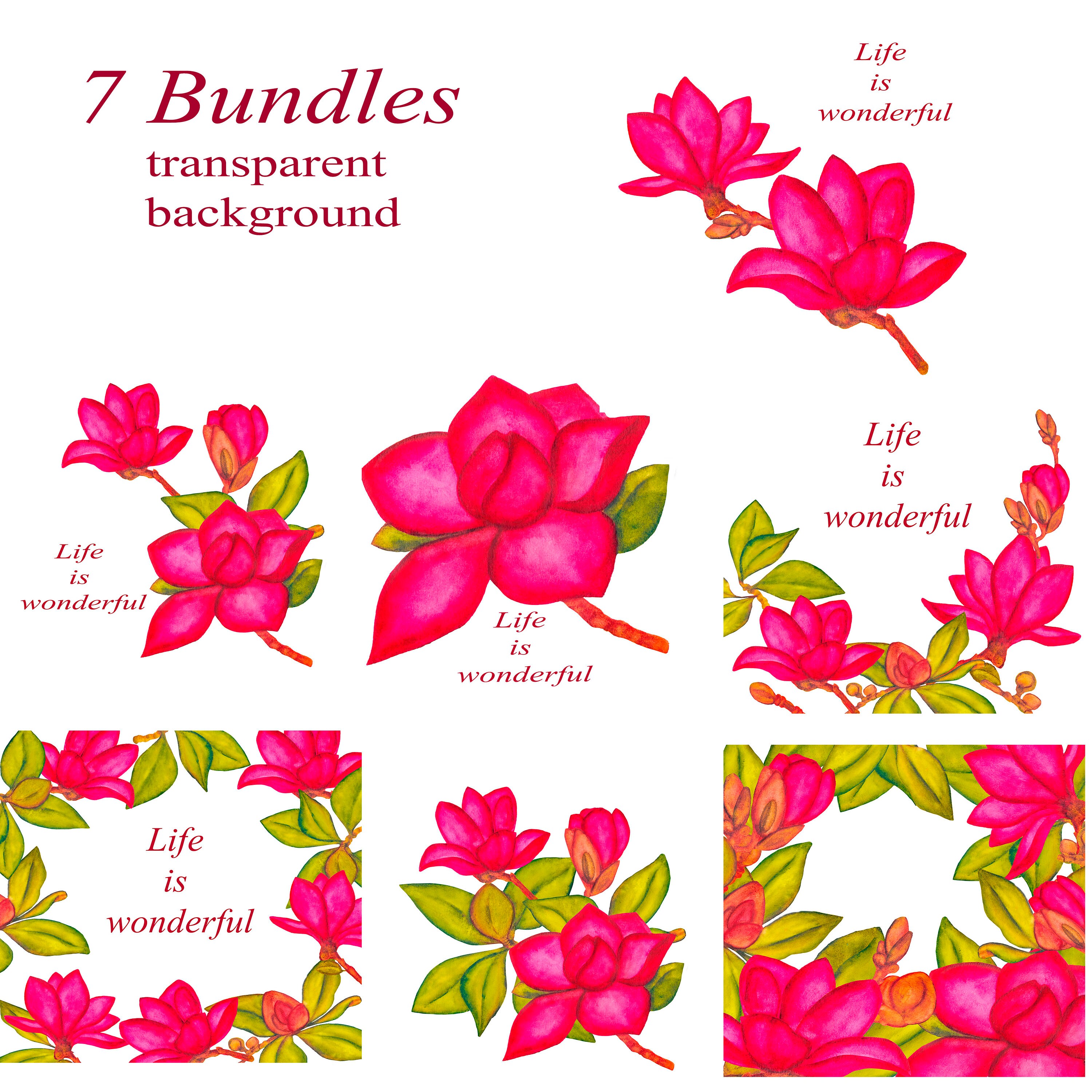 Clipart floral Digital Magnolia clipart descargar clip art | Etsy