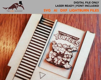 Turtles Retro NES Game Cartridge Laser Ready Template SVG DXF Laser Cut Datei
