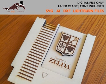 Retro NES Game Cartridge Laser Ready Template SVG DXF Laser Cut Datei