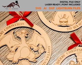 Anime Drache Inspiriert Weihnachtsdekoration Laser Ready Vorlage SVG DXF Laser Cut Dateien