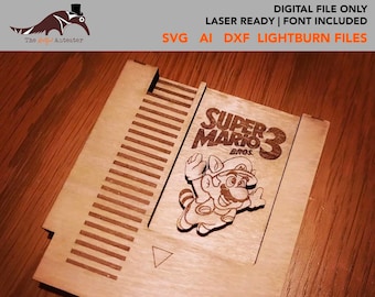 Retro NES Game Cartridge Laser Ready Template SVG DXF Laser Cut File