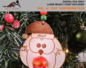Christmas Robin Chocolate Holder Tree Decoration Laser Ready Template SVG DXF Laser Cut Files