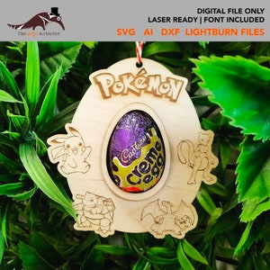 Pokemon Easter Creme Egg Holder Charizard Mew Laser Ready Template SVG DXF Laser Cut File
