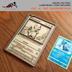 Carte à collectionner Pokemon Salamèche Laser Ready modèle SVG DXF fichier découpé au laser