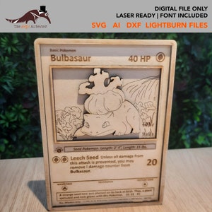 Pokemon Trading Card Bulbasaur Plantilla lista para láser SVG DXF Archivo de corte láser