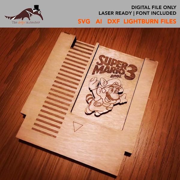 Retro NES Game Cartridge Laser Ready Template SVG DXF Laser Cut File