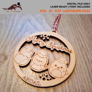 Squishmallow Inspired Christmas Decoration Ornament Laser Ready Template SVG DXF Laser Cut Files