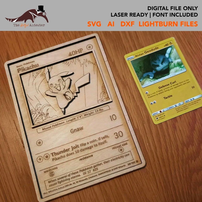 Pokemon Trading Card Pikachu Laser Ready Template SVG DXF Laser Cut