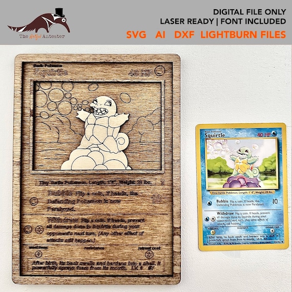 Pokemon Trading Card Squirtle Laser Ready Template SVG DXF