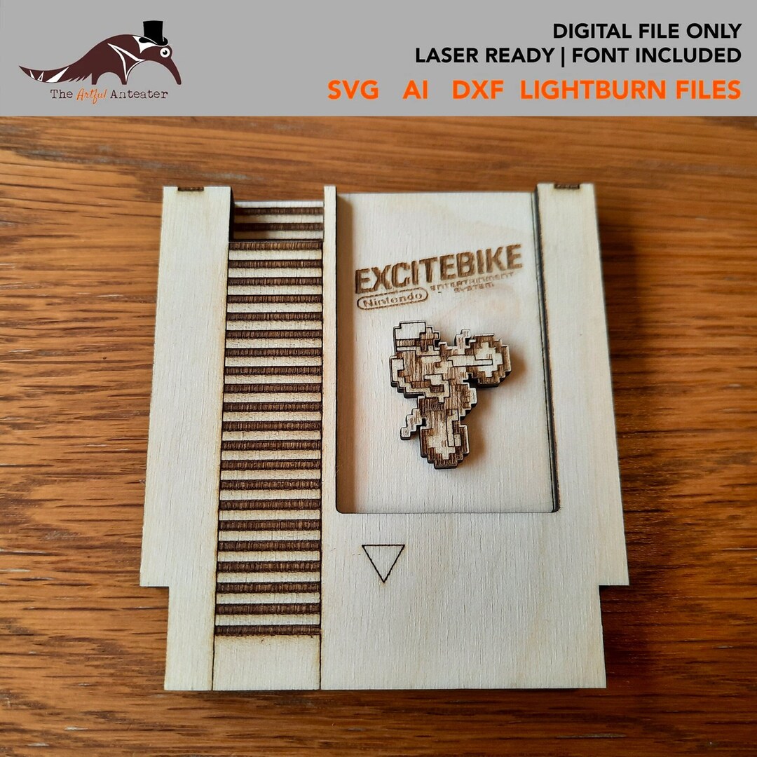 Retro Bike NES Game Cartridge Laser Ready Template SVG DXF Laser Cut ...