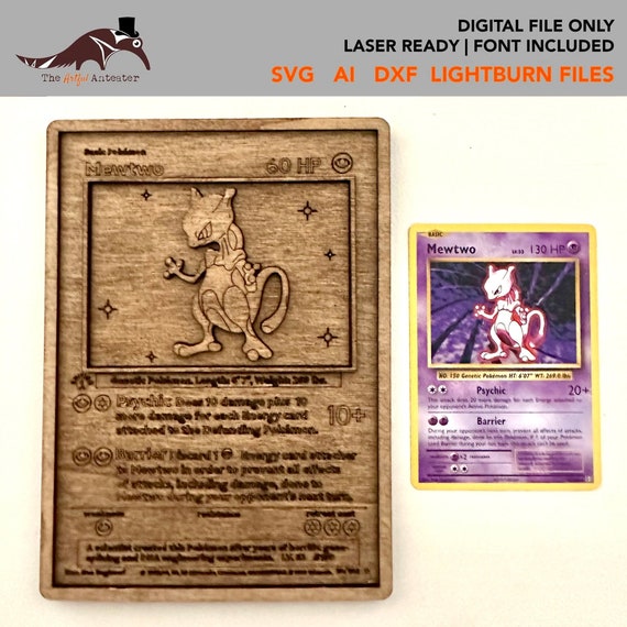 mewtwo pokemon card 130 hp Mewtwo Pokemon Card Holographic Credit Card Holographic Credit Card Skin –  Anime Town Creations main image 0