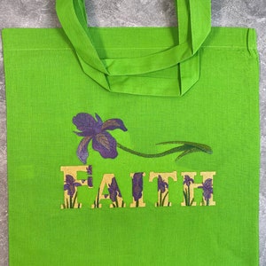 Embroidered Colored Tote - Iris / Faith