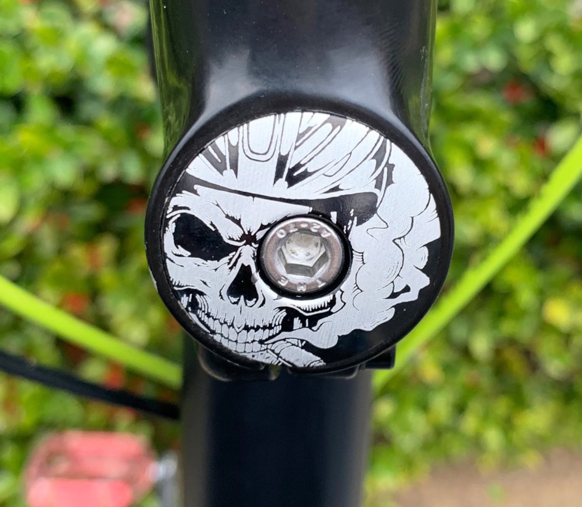 MTB Bike Top Cap Smoking Skull Black Stem Cap Headset Cap Etsy