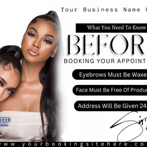 Before Booking DIY Flyer Canva
