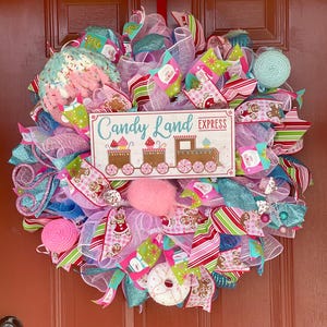 Christmas Wreath / Christmas / Xmas / Candy Land wreath / front door decor /door hanger