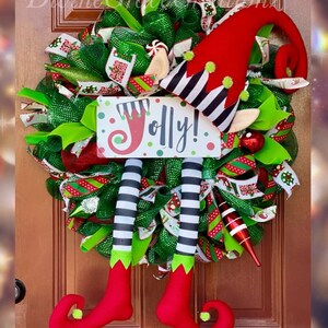 Elf Christmas Wreath / Christmas / Xmas / elf wreath / front door decor /door hanger