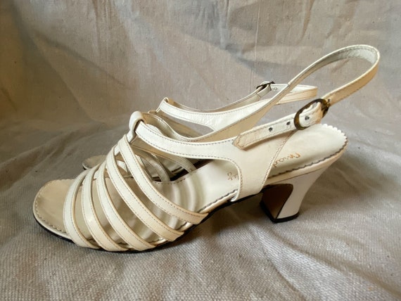 Vintage Italian White Strappy Heels 