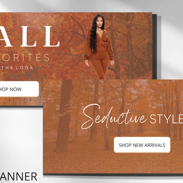 DIY website banner, bewerkbare website banner, herfst banner, DIY boutique banner, webbanners Wix website, Shopify website, haar website banner