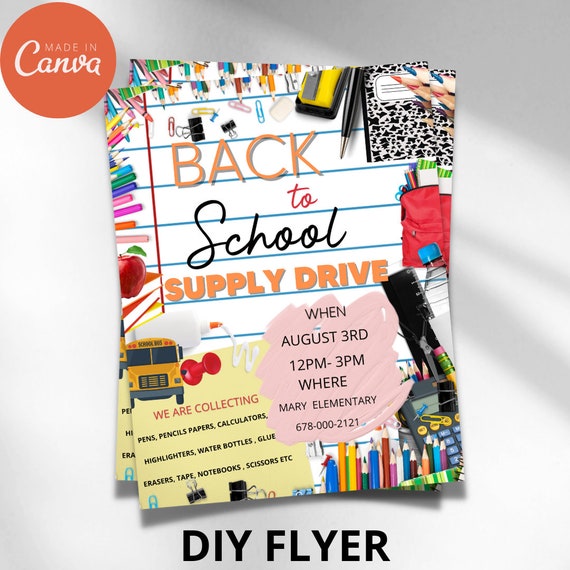 Back to School Flyer School Drive Flyer Fundraiser Template Etsy