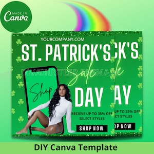 ST Patrick&#39;s Day Flyer, DIY Flyer, Sale Flyer, Social Media Flyer, Lash Flyer, Canva Template, Premade Social Media Flyer, DIY Sale Template