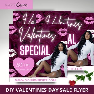 Valentines Day Sale Flyer, Flash Sale Flyer, Sale Template, Editable Flyer, DIY Template, Hair Flyer, Lash Flyer, Nail Flyer, Social Media
