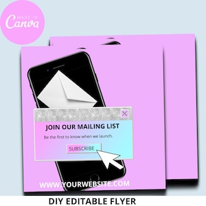 Subscribe to emailing list Template, Subscribe Flyer, Social Media Flyer, Emailing Flyer, DIY Template, Canva Flyer, Subscribe