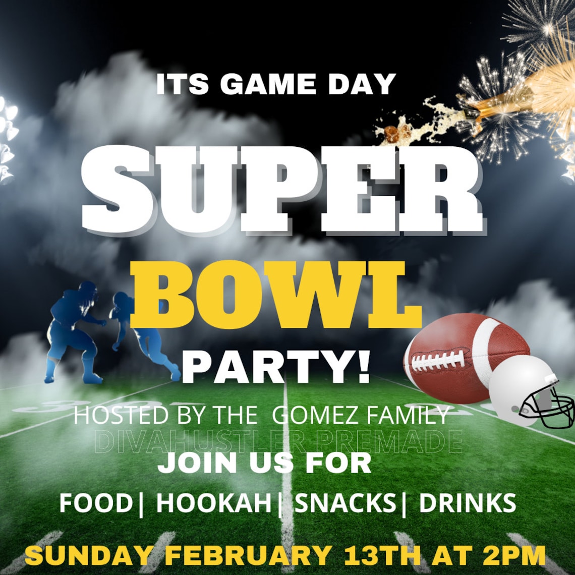Super Bowl Party Flyer, Party Invitation, Editable Flyer, DIY, Party Flyer, Super Bowl 2022