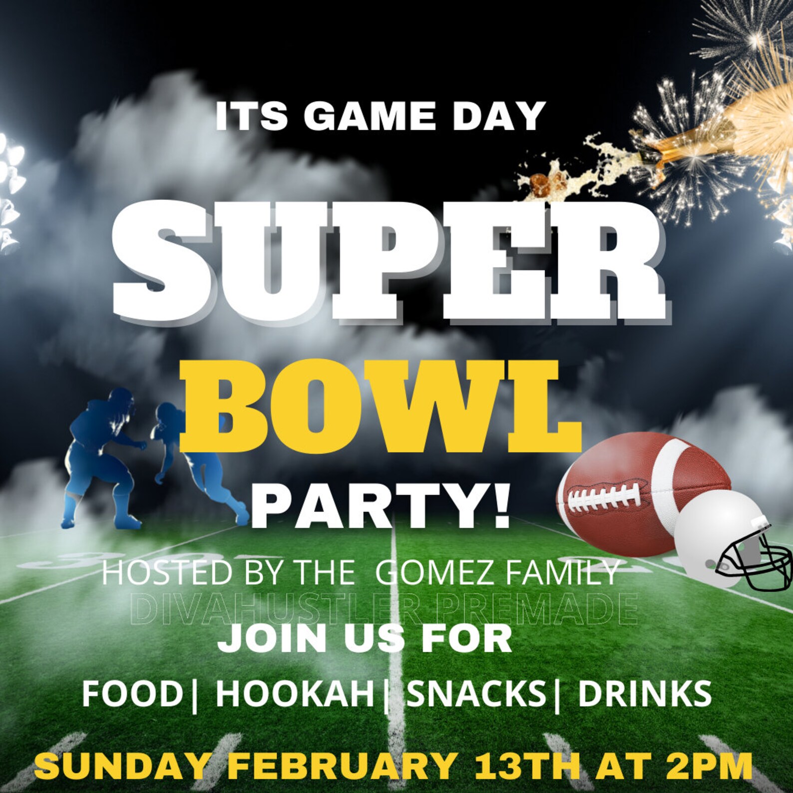 Super Bowl Party Flyer, Party Invitation, Editable Flyer, DIY, Party