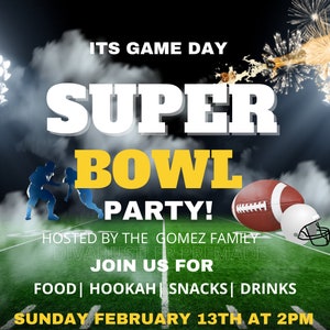 Super Bowl Party Flyer, Party Invitation, Editable Flyer, DIY, Party ...
