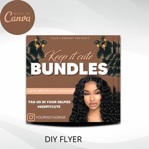 Hair Flyer, Hair Selfie Flyer, Wig flyer, Social Media Flyer, Sale Flyer, DIY Templte, Instagram Flyer, Editable Flyer, Wig Sale
