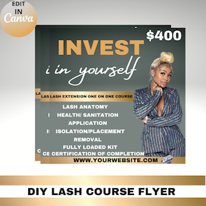 DIY Lash Training Flyer, Canva Template, Valentine sublimation designs, Social Media Flyer, Course Flyer, Custom, Editable, Lash Class, Hair
