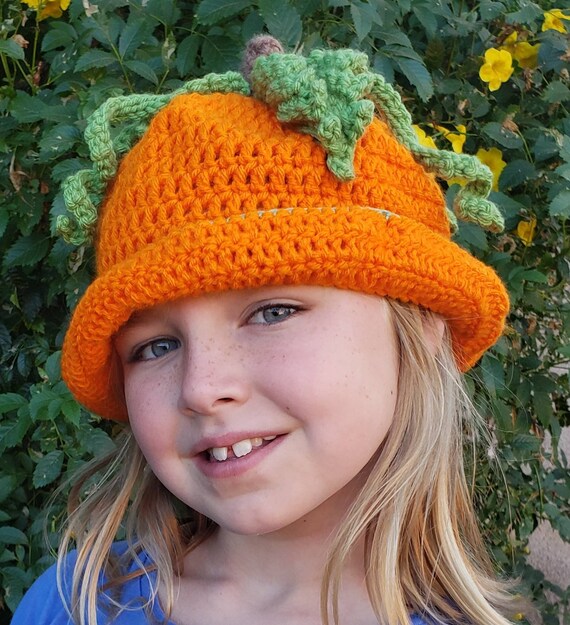 Pumpkin 3D Crochet Bucket Hat | Etsy