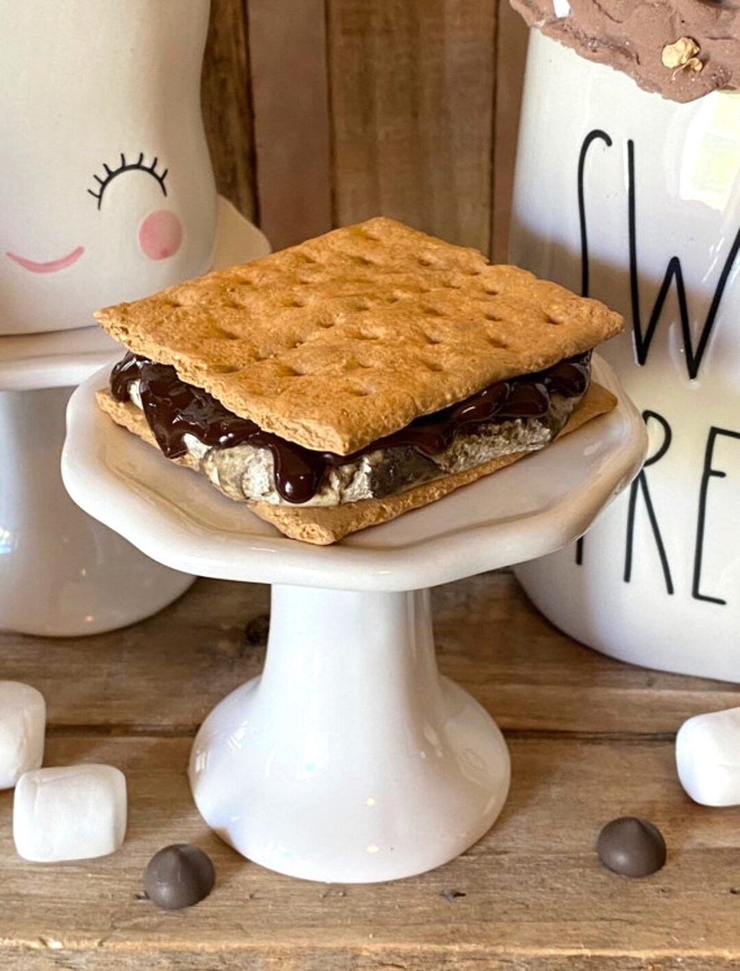 Handmade Faux Smores for Display Fake Bake Rae Dunn Tiered Trays Smore