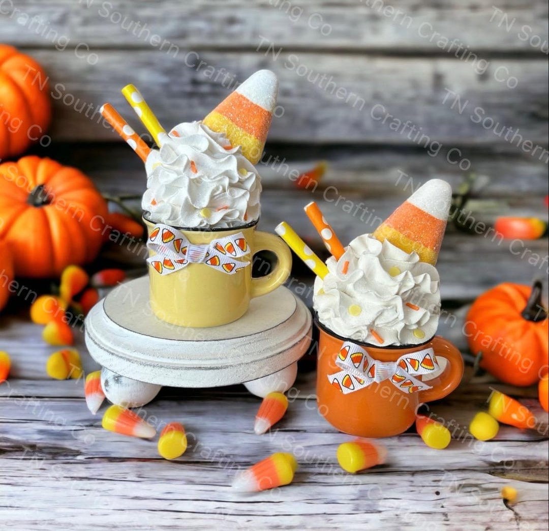 Faux Candy Corn Whipped Cream Mug Topper: Halloween Tiered Tray Decor ...