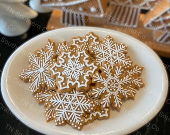 BEST SELLER! Set of 5/10/15/20 neutral faux | fake | gingerbread snowflake cookies for display | gingerbread man | Tiered trays