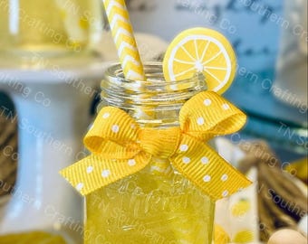 Mini Faux Lemonade Jar: Tiered Tray Summer Decor