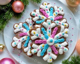 Faux pastel gingerbread snowflake cookies | fake bake | tiered trays | gingerbread man