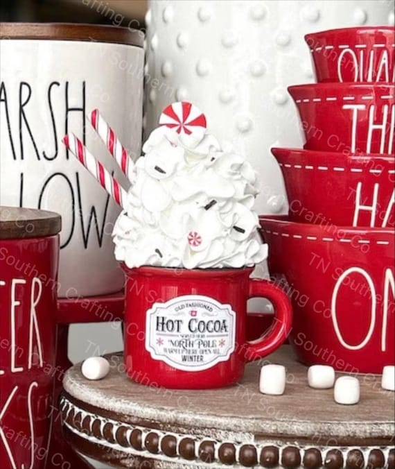 Handmade Faux Cocoa Whipped Cream Topper in Espresso Mug