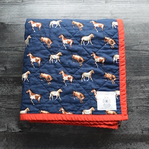 Wild Horses Baby Quilt, Western Baby Blanket, Baby Boy Gift, Cowboy Quilt, Nursery Decor, Desert Theme, Rodeo Baby Print, Tummy Time