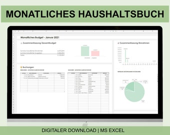 Haushaltsbuch Excel Vorlage 2026 | Monatliches Tracking für Ausgaben und Einnahmen | Deutsche Version