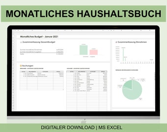 Haushaltsbuch Excel Vorlage | Monatliches Tracking für Ausgaben und Einnahmen | Deutsche Version