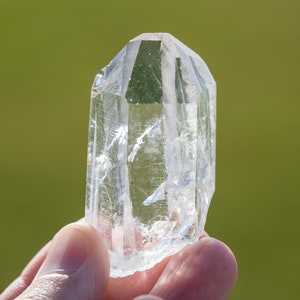 Lemurian Quartz Point with Rainbow | Stunning Raw Natural AAA Quality 100% Optical | Water Clear Lemurian Point with Striations
