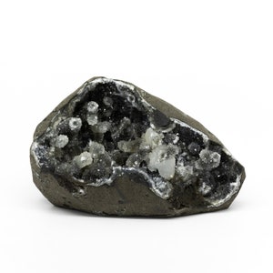 Sparkling Black Druzy Chalcedony Geode Crystal Cluster | Raw Natural Self Standing Black Chalcedony | Crystal Lover Gift