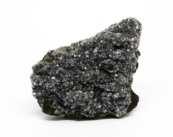 Rare Druzy Stellerite on Black Matrix Crystal Cluster | Raw Natural Indian Zeolite Crystal Cluster