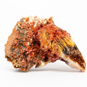 Red Vanadinite on Barite Crystal Cluster | Raw Natural Red Vanadinite on Barite Mineral Specimen