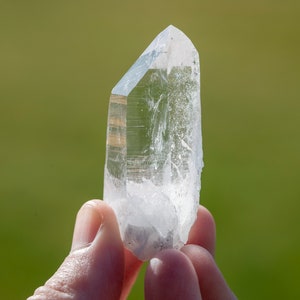 Raw Natural AAA Quality 100% Optical Lemurian Quartz Point | Water Clear Lemurian Point with Striations