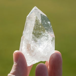 Chunky Raw Natural AAA Quality 100% Optical Lemurian Quartz Point with Rainbow | Water Clear Lemurian Point with Striations