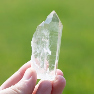 High Grade 100% Optical Lemurian Quartz Point with Twin formation
