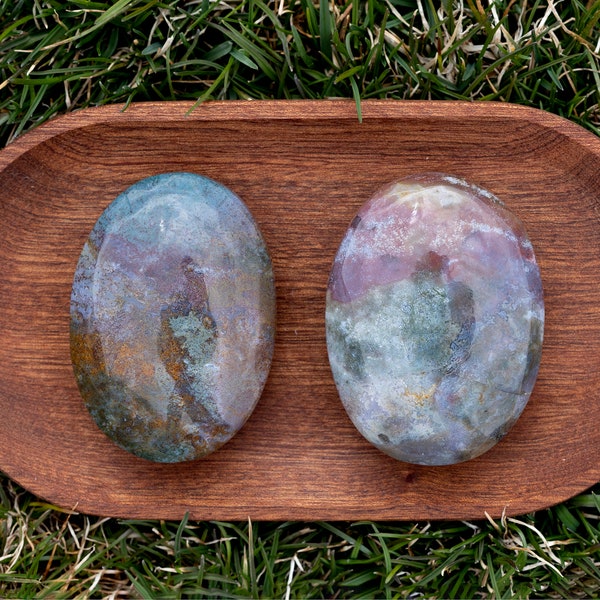 YOU CHOOSE Moss Agate Ocean Jasper Crystal Palm Stone | Crystal Lover Gift | Pocket Stone Worry Stone