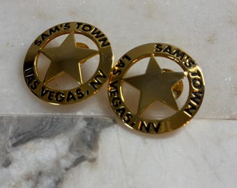 Vintage Sam's Town Las Vegas NV Casino Souvenir Pins, Pair